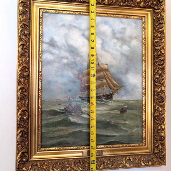 19th-Century Nautical Oil Painting - Picture 8 of 10